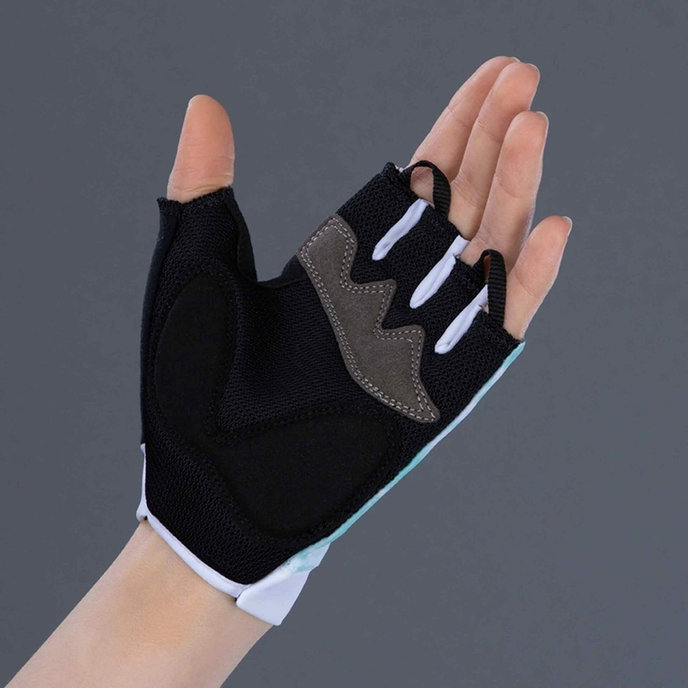 Cyklistické rukavice pre ženy Lady Tie Dye petrolejové modré