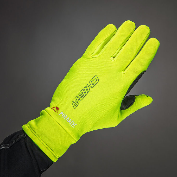 Zimné cyklistické rukavice pre deti Kids Polartec Reflex Neónové žlté