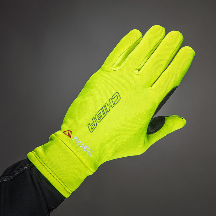 Zimné cyklistické rukavice pre deti Kids Polartec Reflex Neónové žlté