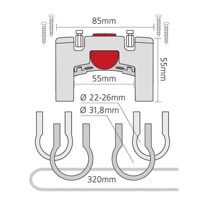 Adaptér na riadidlá Ø 22-26 mm/31,8 mm