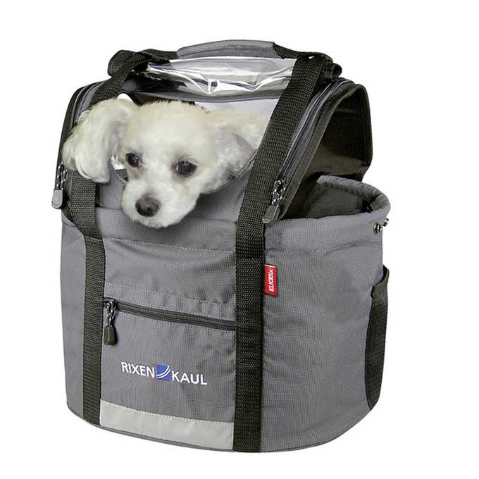 DOGGY taška na riadidlá pre psa sivá