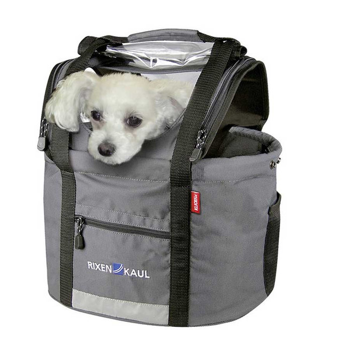 DOGGY taška na riadidlá pre psa sivá