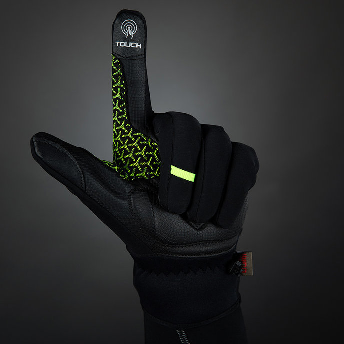 Zimné cyklistické rukavice pre dospelých Express+ čierne/neónové
