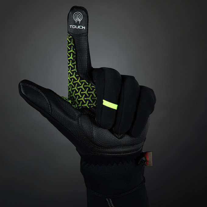 Zimné cyklistické rukavice pre dospelých Express+ čierne/neónové