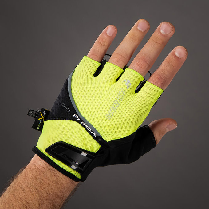 Cyklistické rukavice pre dospelých Gel Premium neónové žlté