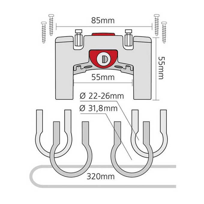 Adaptér na riadidlá 22-26 mm/31,8 mm uzamykateľný