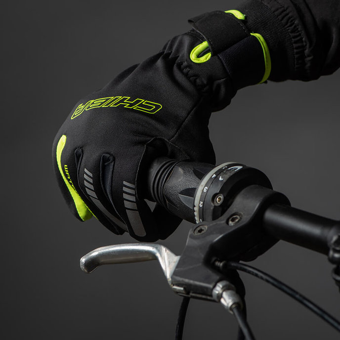 Zimné cyklistické rukavice pre deti Kids Waterproof čierne/neónovo žlté