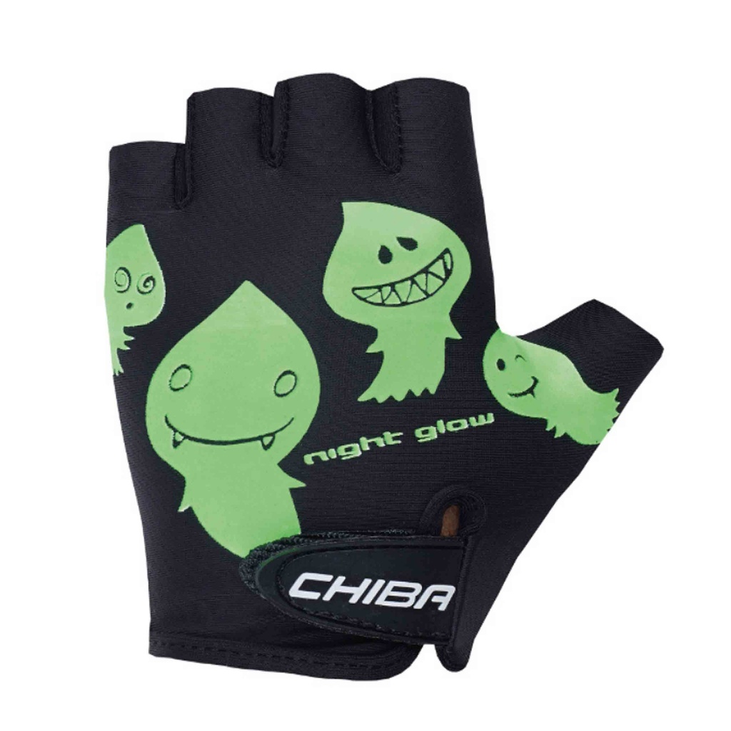 Chiba Detské cyklistické rukavice COOL KIDS GHOST L, Čierna/Zelená