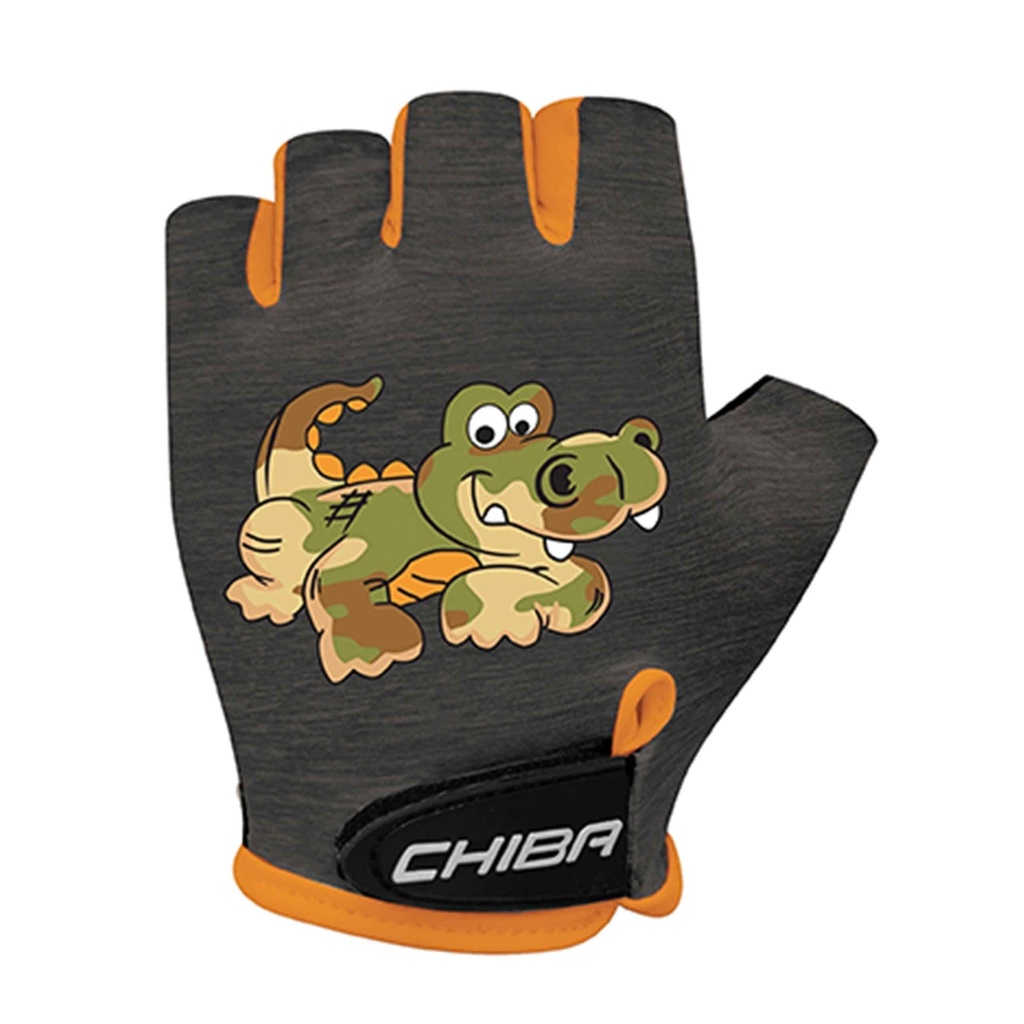 Chiba Detské cyklistické rukavice COOL KIDS Crocodile XS, Čierna/Oranžová
