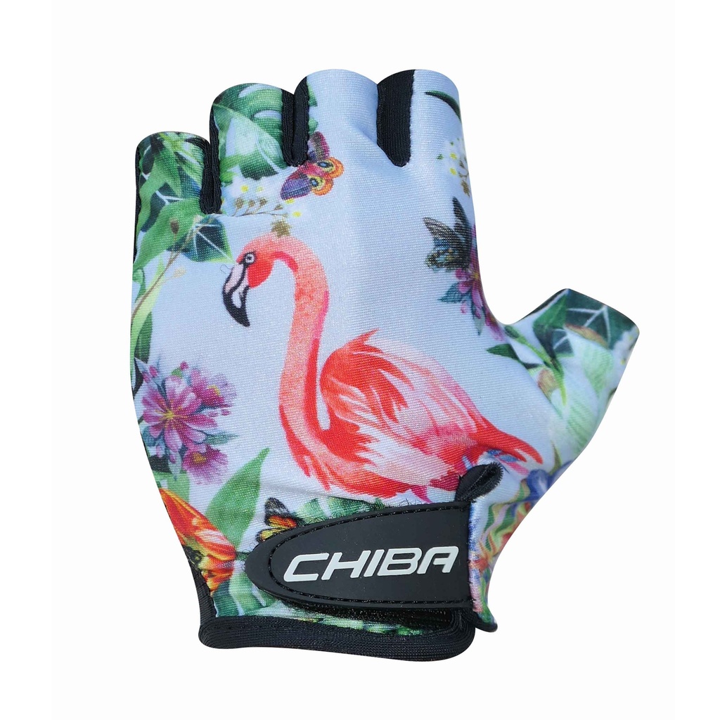 Chiba Detské cyklistické rukavice COOL KIDS Flamingo M, Zelená/Ružová/Modrá