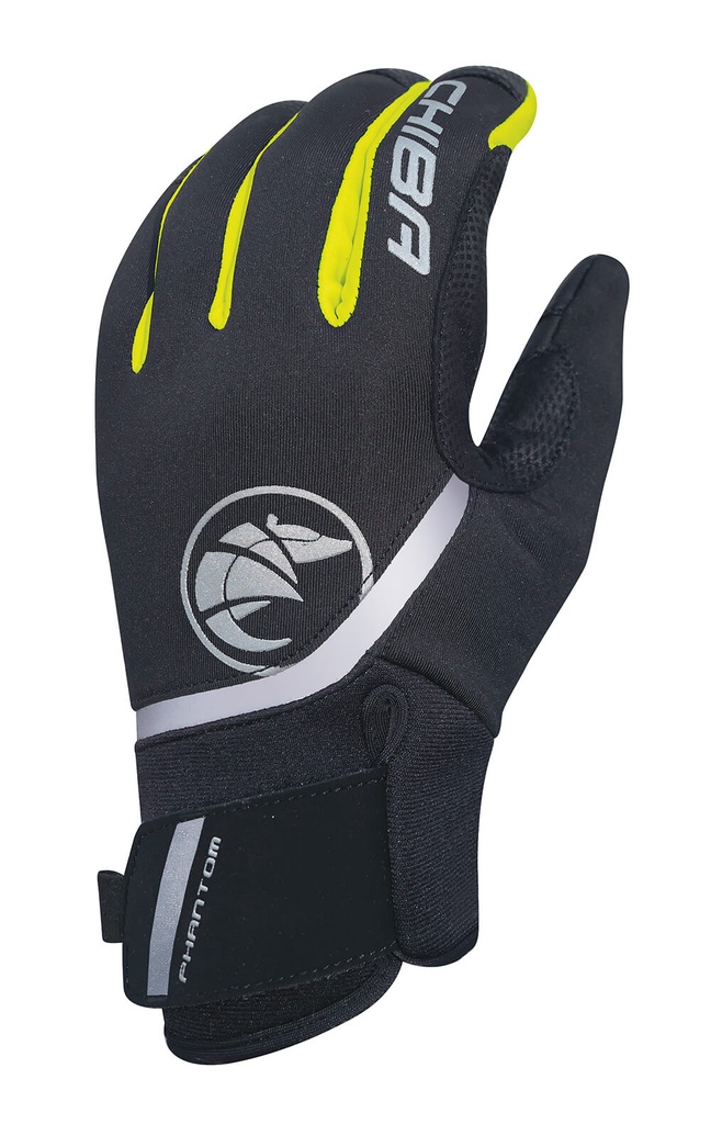 Chiba Zimné cyklistické rukavice Phantom BLACK/NEONYELLOW M, Čierna
