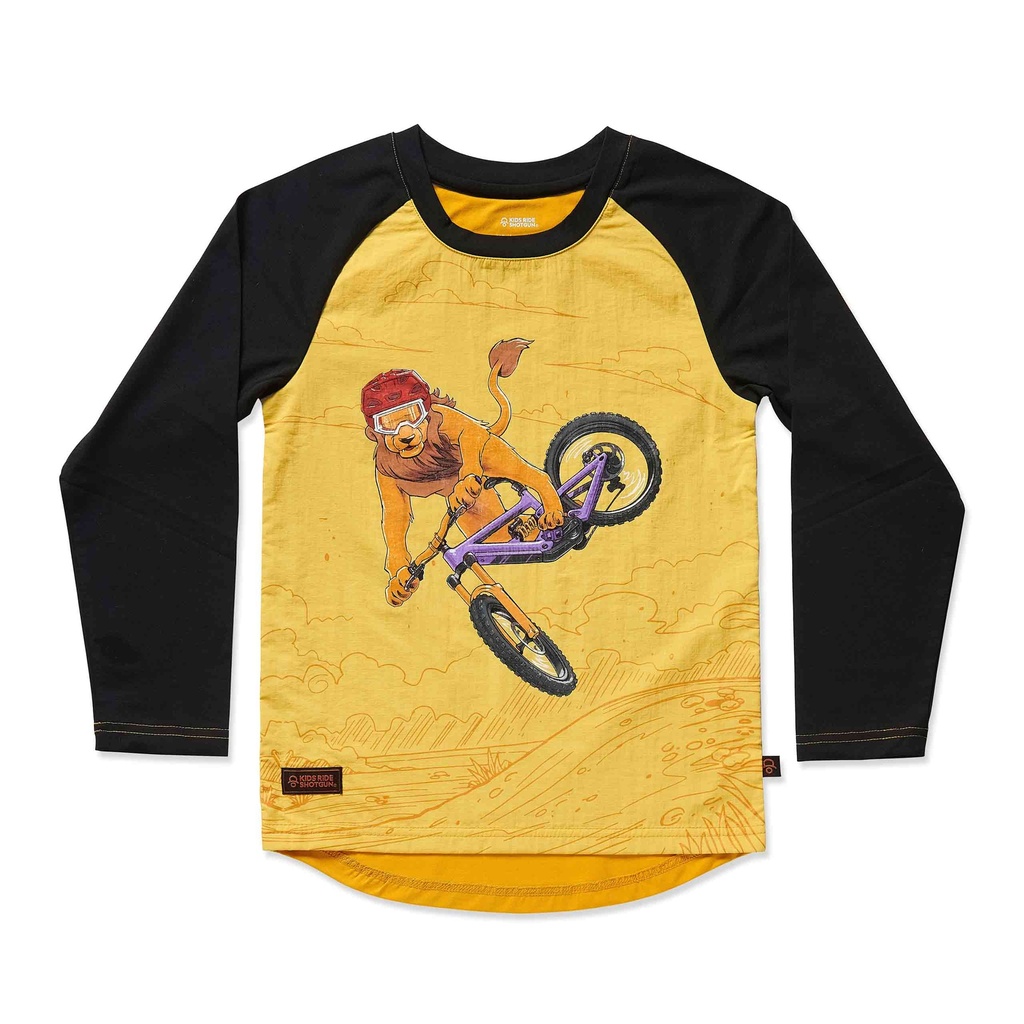 Kids Ride Shotgun Detský cyklistický dres MTB Lion, Žltá