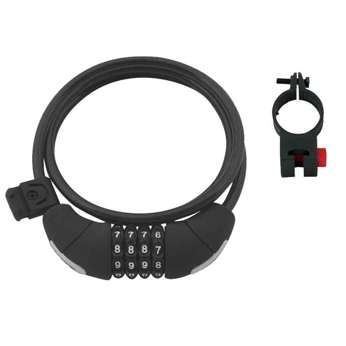 FORCE zámok LUX špirálový, kódový, 120cm / 8mm + držiak