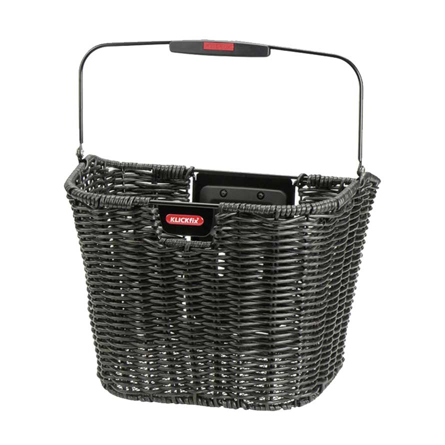 KLICKfix Prútený košík na riadidlá STRUCTURA Retro black, Čierna/Béžová